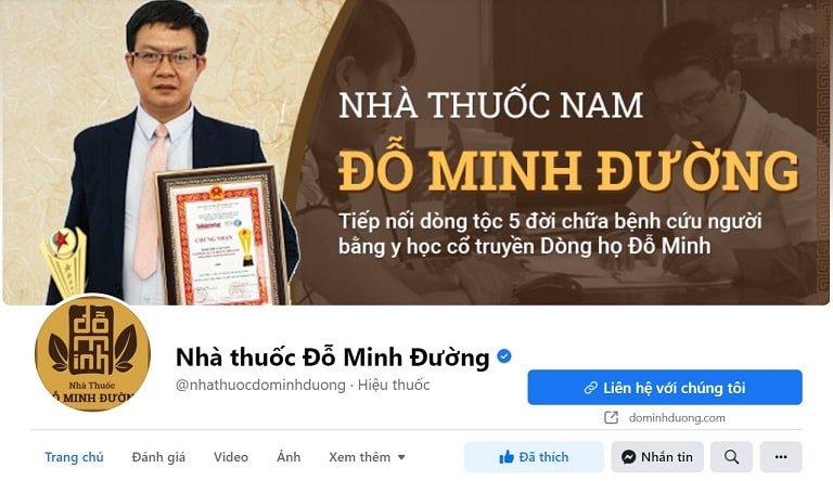 Hình ảnh fanpage chính thức Nhà thuốc Đỗ Minh Đường