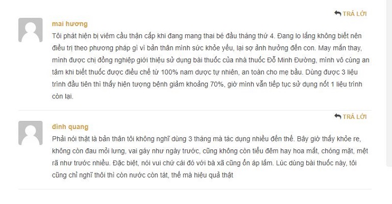 Một số phản hồi của bệnh nhân về bài thuốc Bổ Thận Đỗ Minh hỗ trợ điều trị bệnh suy thận và một số bệnh thận khác