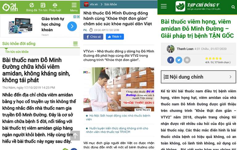 Báo chí đưa tin về bài thuốc viêm họng Đỗ Minh Đường