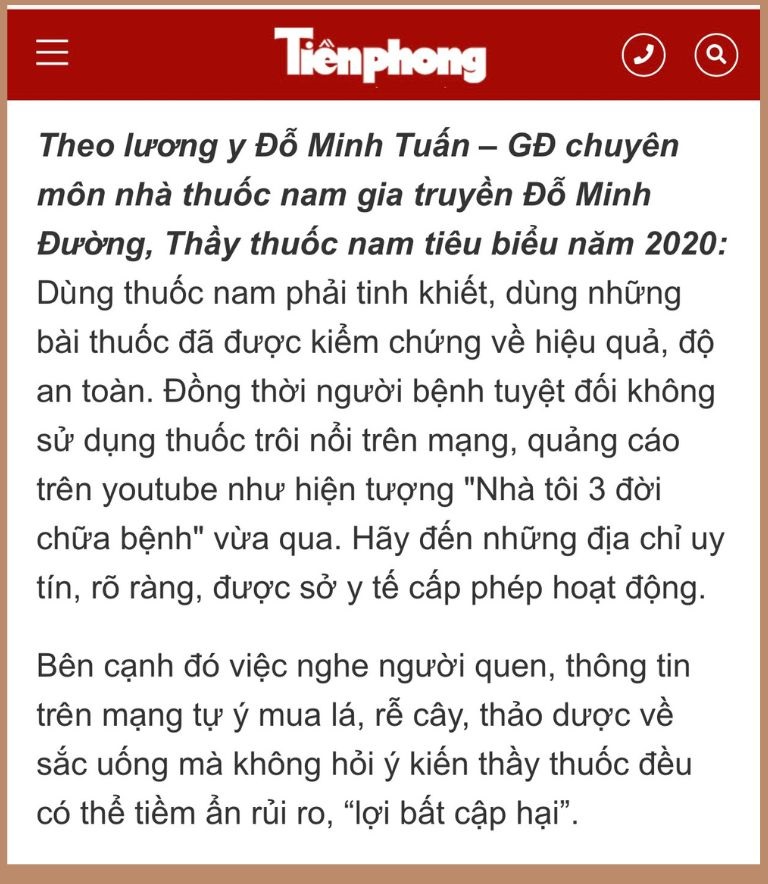 Lương y Tuấn chia sẻ