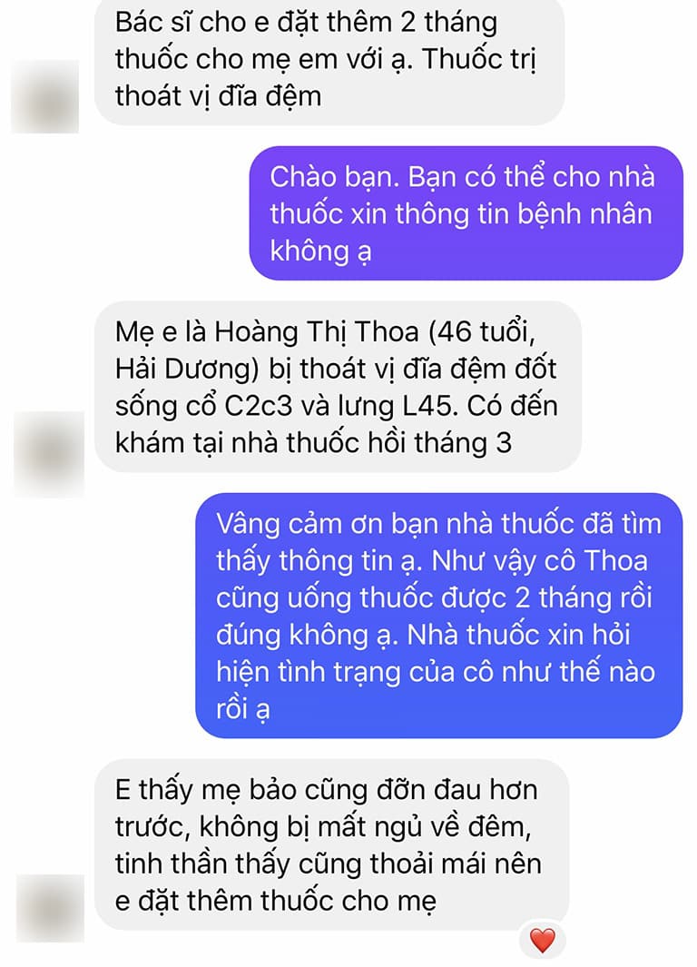 Người bệnh nhắn tin phản hồi tích cực về hiệu quả bài thuốc 