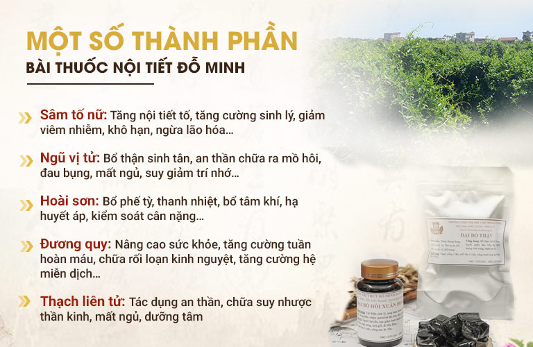 Thành phần bài thuốc Nội tiết Đỗ Minh