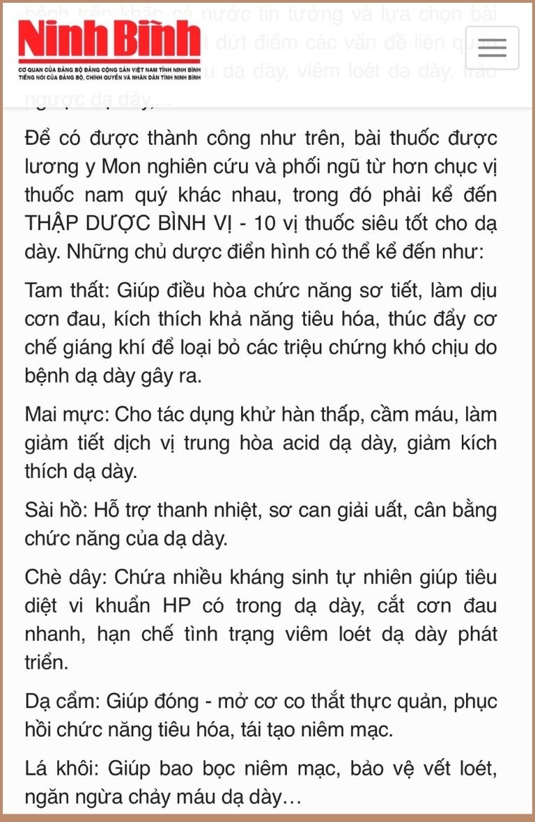 Thành phần bài thuốc được phối ngũ theo tỷ lệ vàng