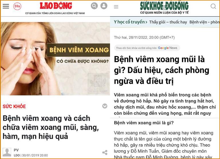 Báo chí đưa tin về bài thuốc trị viêm xoang Đỗ Minh Đường