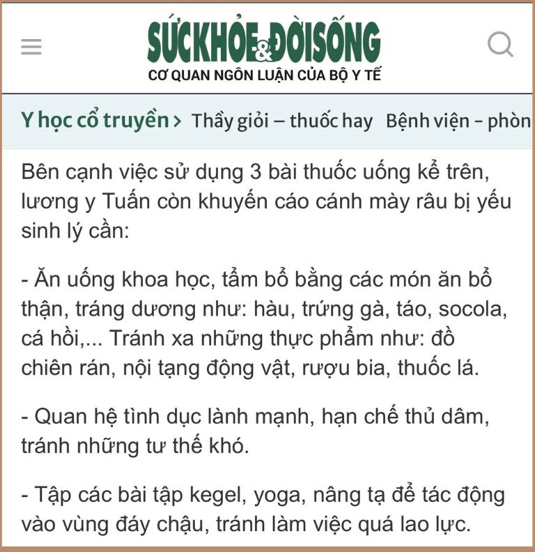 Một vài lưu ý cho cánh mày râu bị yếu sinh lý