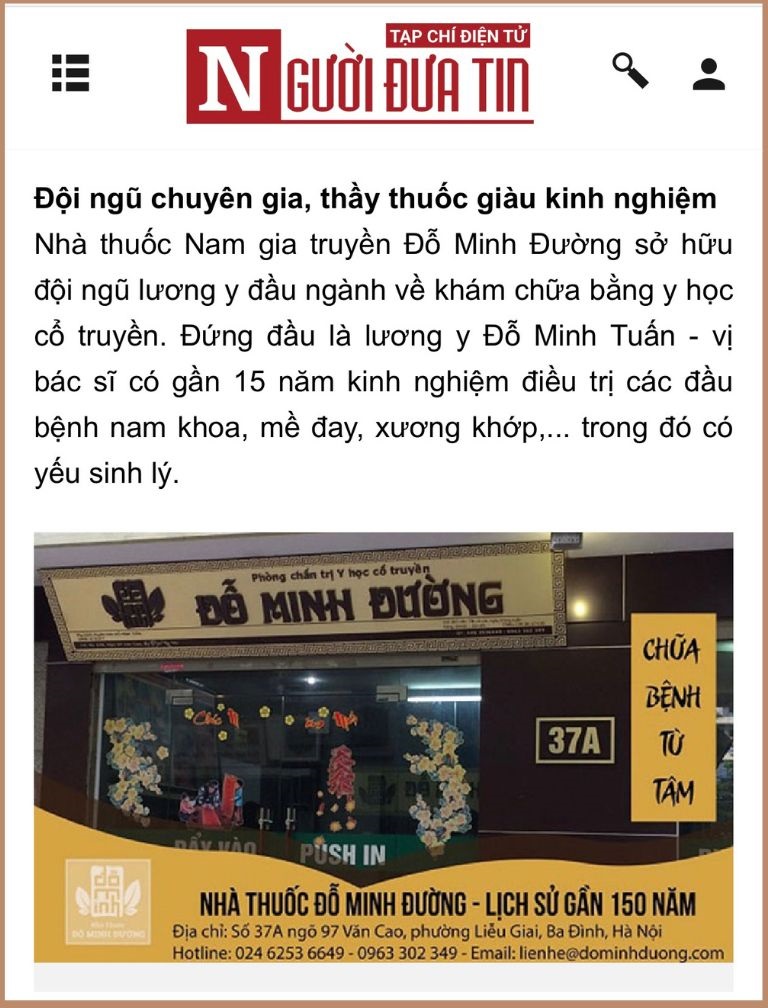 Đội ngũ lương y, bác sĩ tại nhà thuốc Đỗ Minh Đường được báo Người đưa tin đánh giá cao