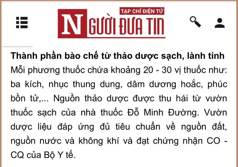 Bài thuốc Sinh Lý Đỗ Minh sử dụng thảo dược tự nhiên, lành tính