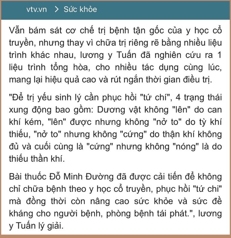 Lương y Tuấn chia sẻ với báo VTV