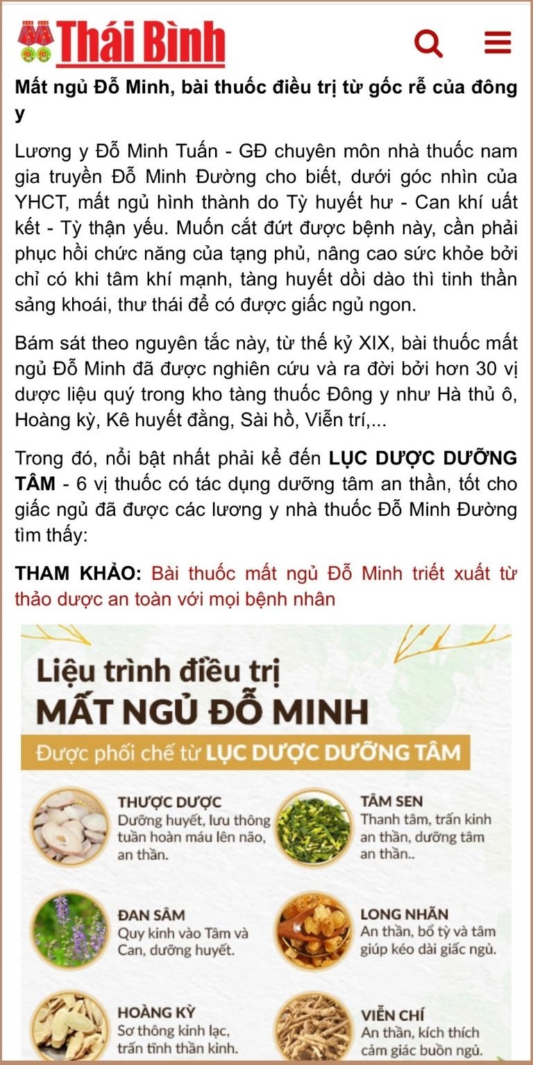 Mất Ngủ Đỗ Minh điều trị bệnh từ tận gốc rễ