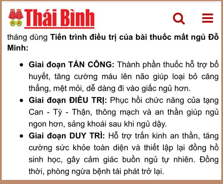 3 giai đoạn điều trị của bài thuốc Mất Ngủ Đỗ Minh