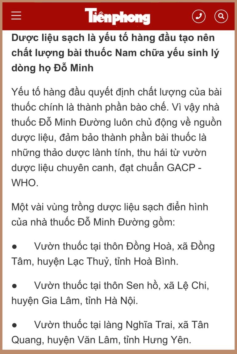 Bài thuốc sử dụng dược liệu chuẩn sạch