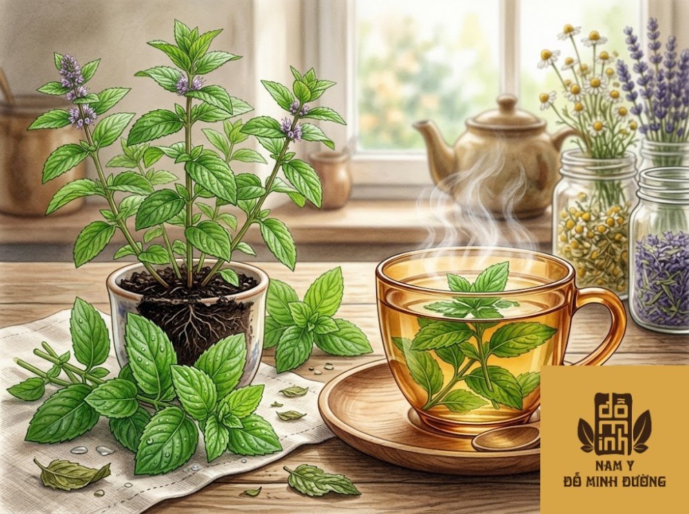 bạc hà pha trà giảm ngứa và làm mát cơ thể