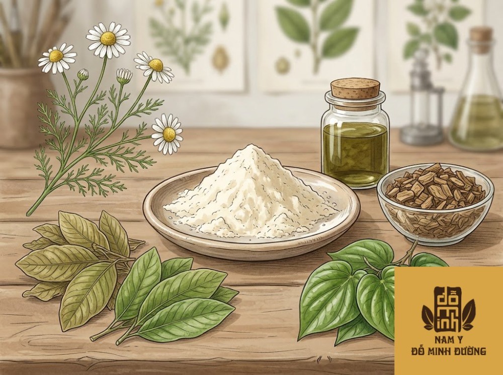 bột bắp rắc vùng da nếp gấp bị hăm, ngứa