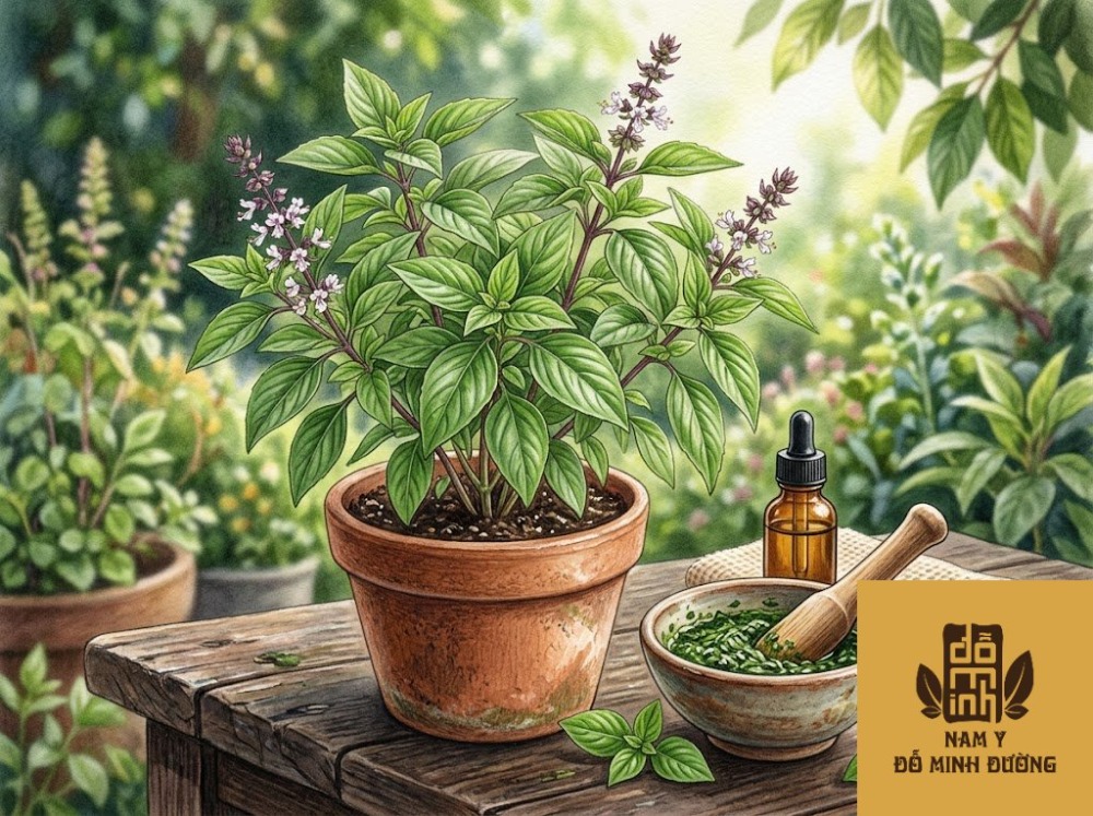 cây húng quế chữa đau khớp gối