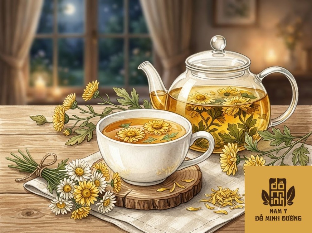 chè hoa cúc trị mất ngủ