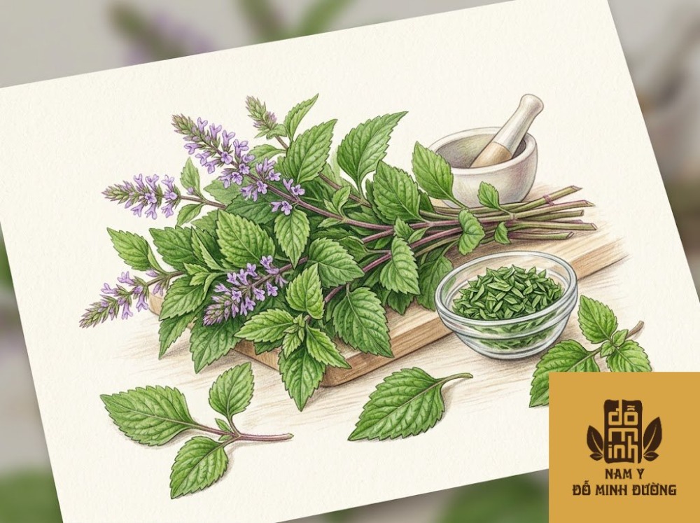 kinh giới làm rau gia vị giúp giảm ngứa nhanh