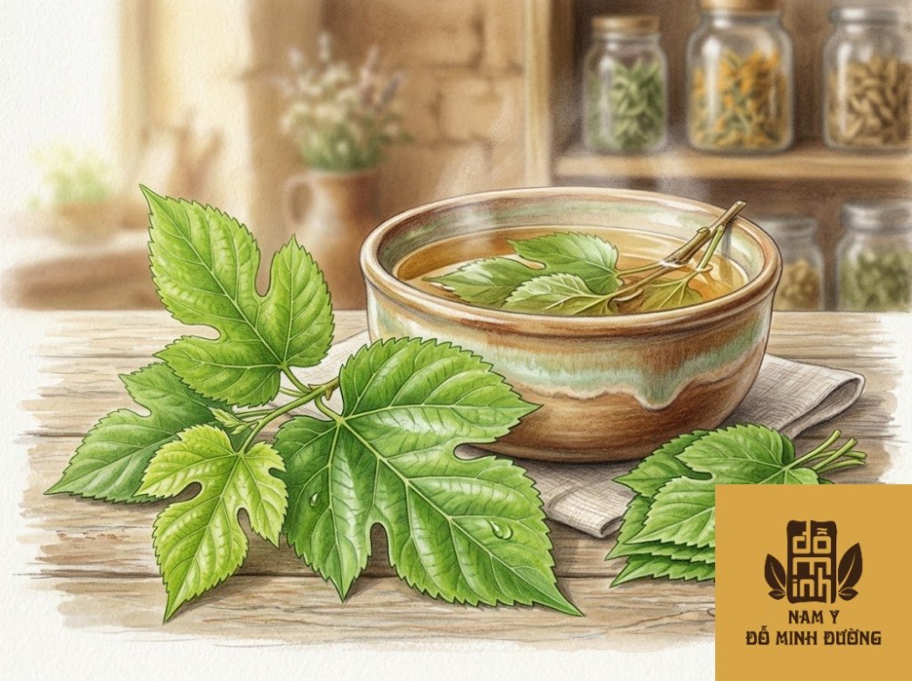 lá cây dâu tằm non tắm trị rôm sảy, mồ hôi trộm gây ngứa