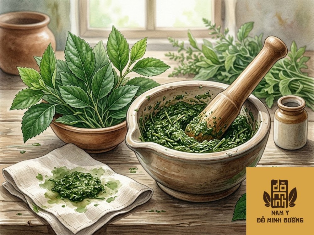 lá cây duối giã nát đắp trị mụn nhọt, lở ngứa lá cây duối giã nát đắp trị mụn nhọt, lở ngứa