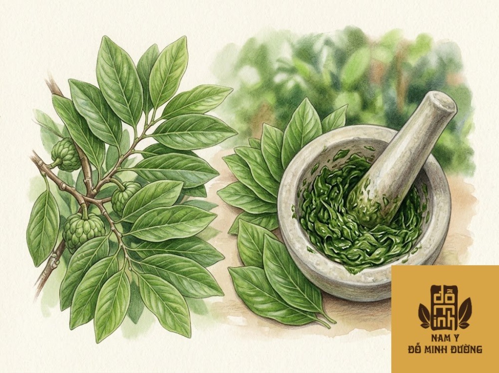 lá na giã nát trị ghẻ và ngứa