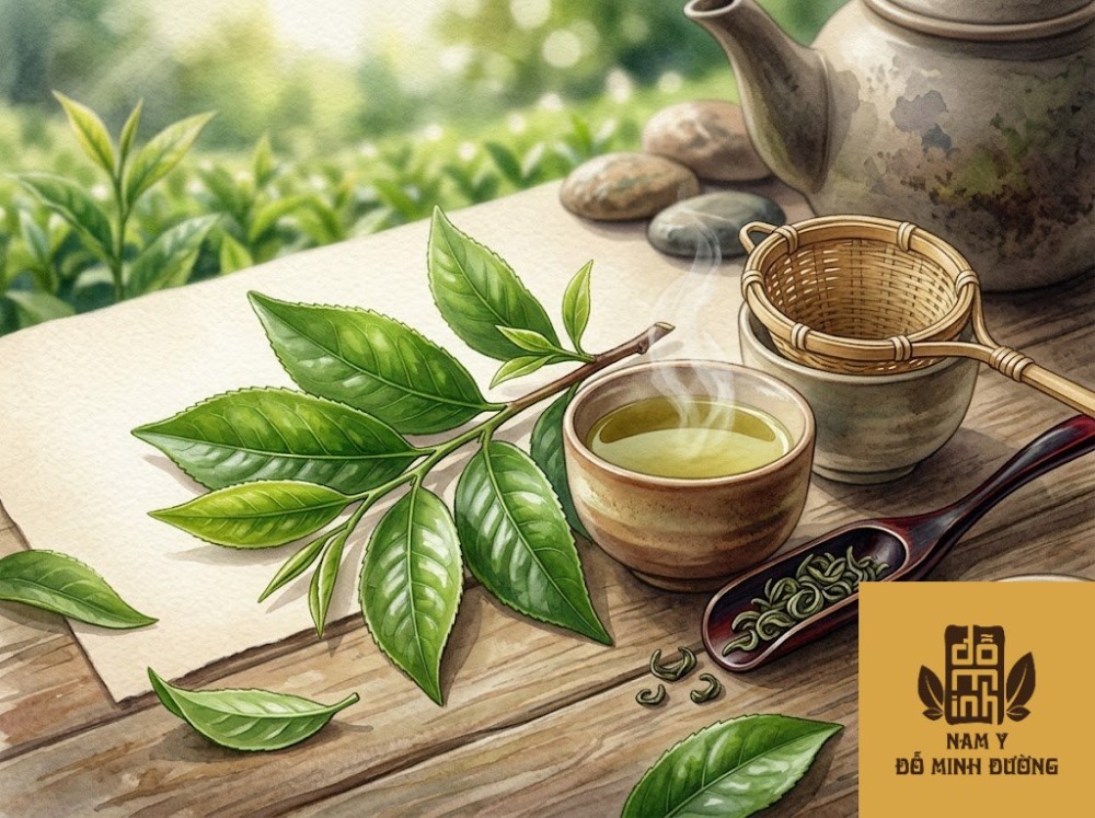 lá trà xanh giảm stress