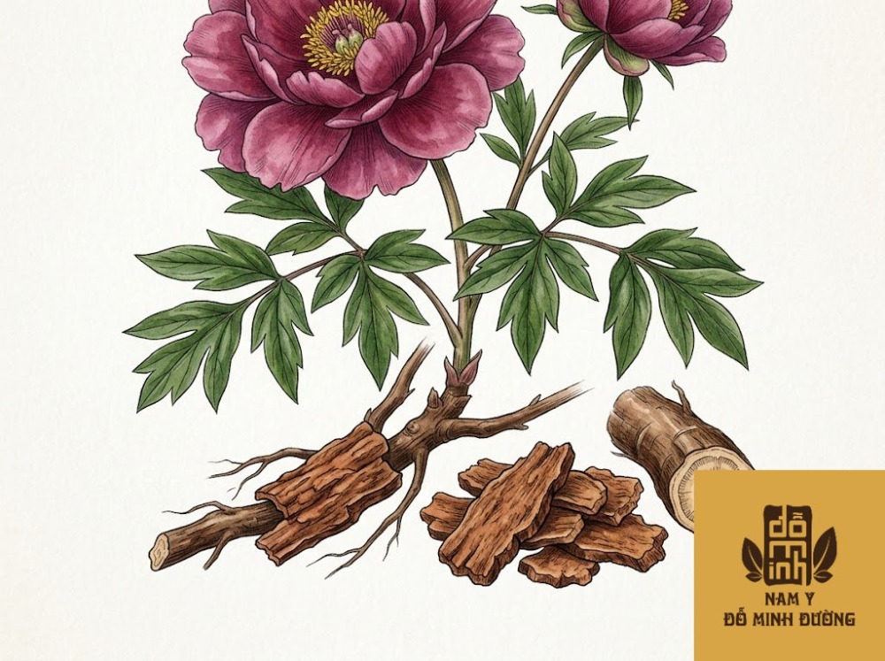 mẫu đơn bì giảm sưng đỏ ngoài da