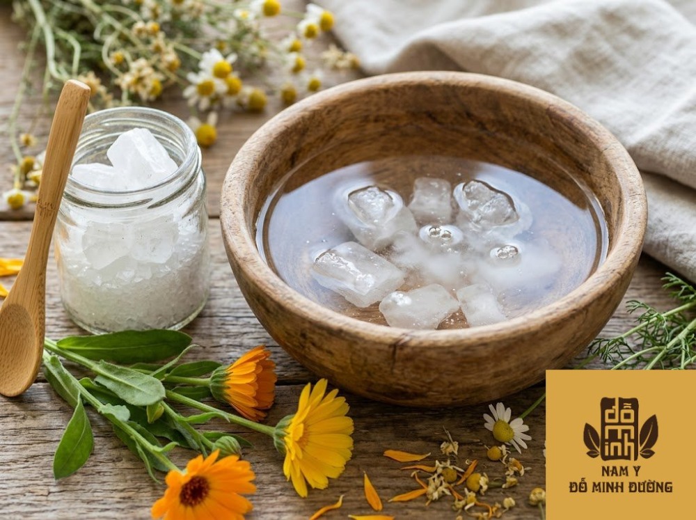 phèn chua pha loãng rửa vết ngứa chảy dịch