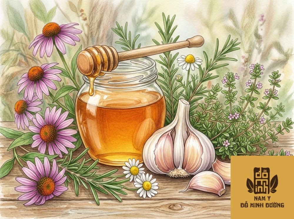 tỏi và mật ong bôi vùng da bị viêm nhiễm khuẩn