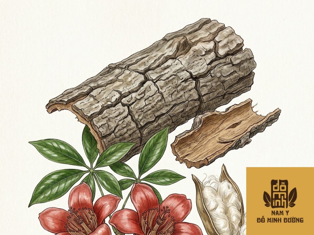 vỏ cây gạo sắc uống trị tiêu sưng, viêm da cơ địa