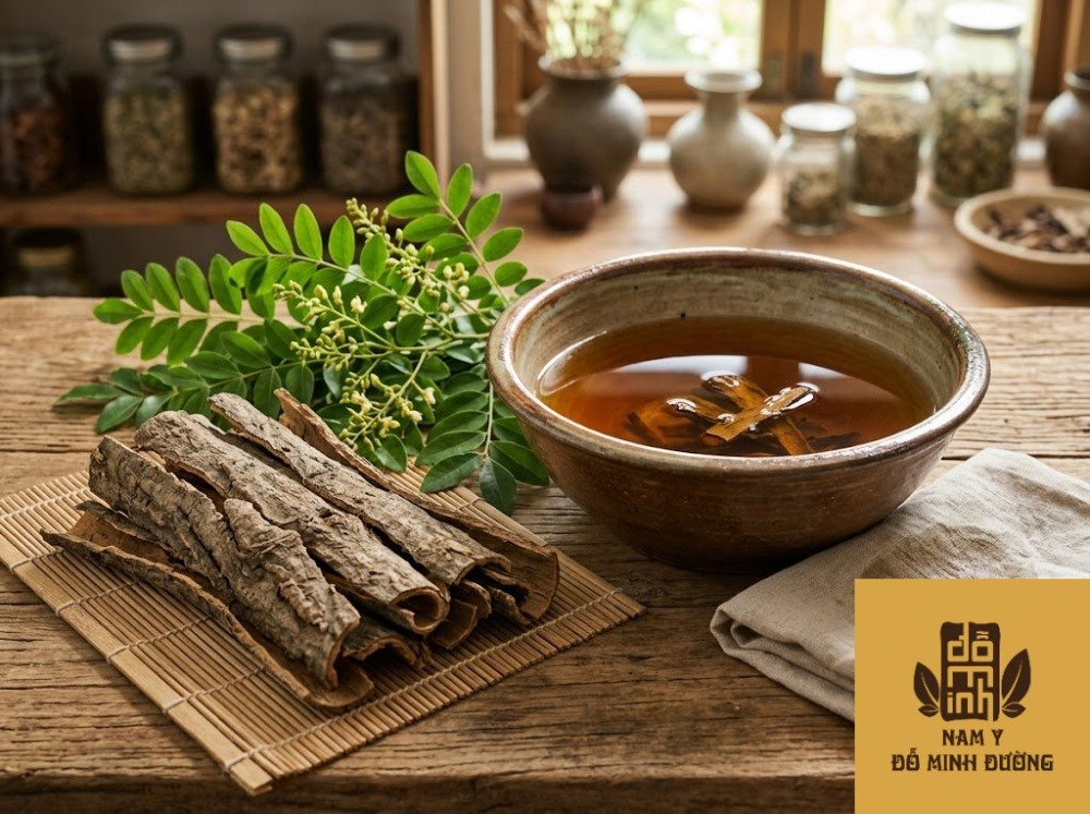 vỏ cây hòe nấu nước tắm trị ngứa, cầm máu da bị trầy