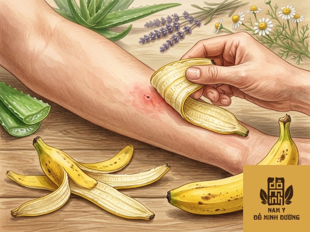 vỏ chuối chà xát vùng da ngứa do côn trùng cắn vỏ chuối chà xát vùng da ngứa do côn trùng cắn
