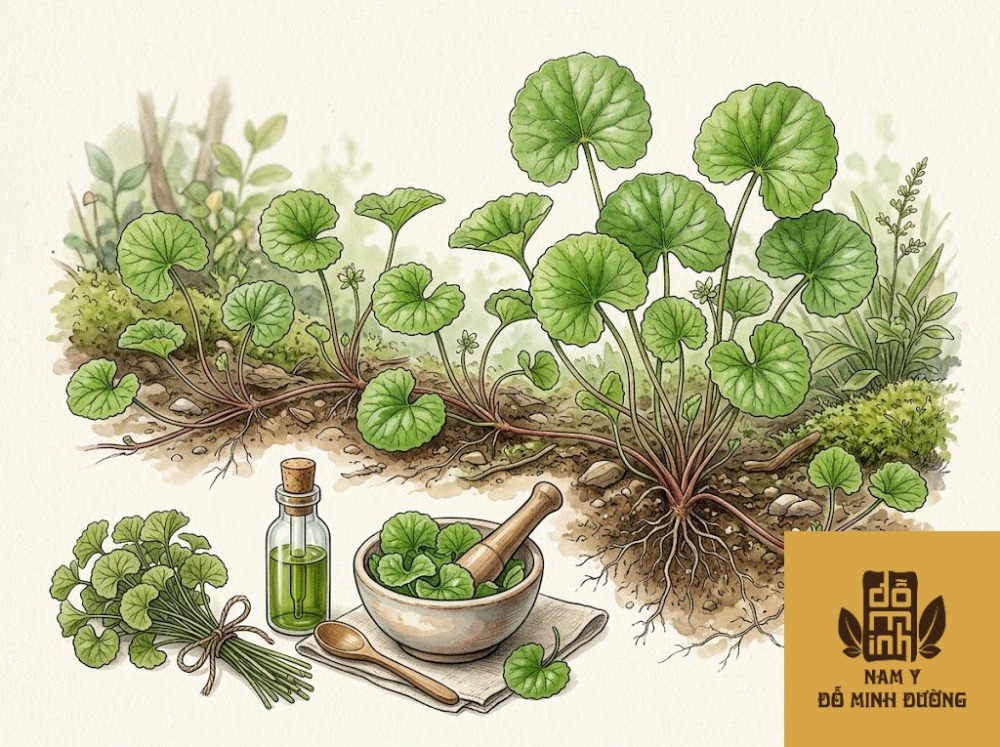 cây rau má chữa đau cơ bắp