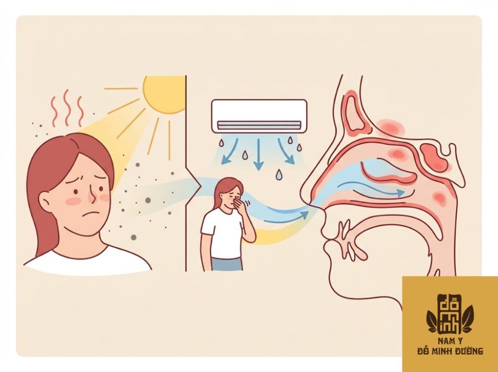 nắng nóng – điều hòa – bụi mịn: yếu tố khiến xoang dễ tái phát nắng nóng – điều hòa – bụi mịn: yếu tố khiến xoang dễ tái phát