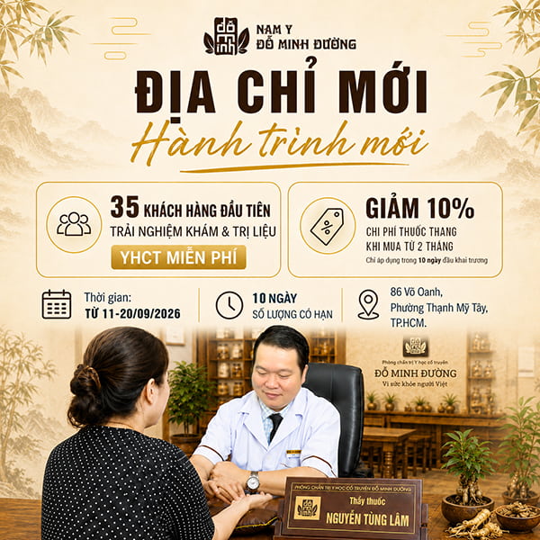 Chương trình ưu đãi địa chỉ mới Nam Y Đỗ Minh Đường Hồ Chí Minh